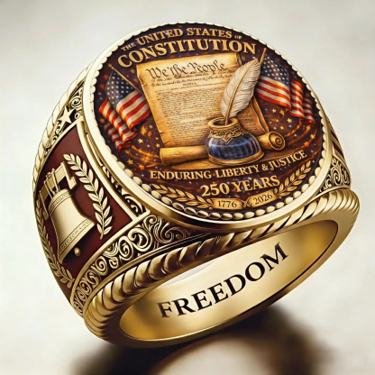 Patriotic American Plated Military Commemorative Ring