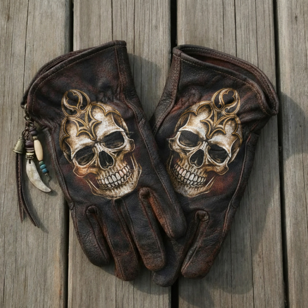 Gothic Skull Rider Motorcycle Gloves