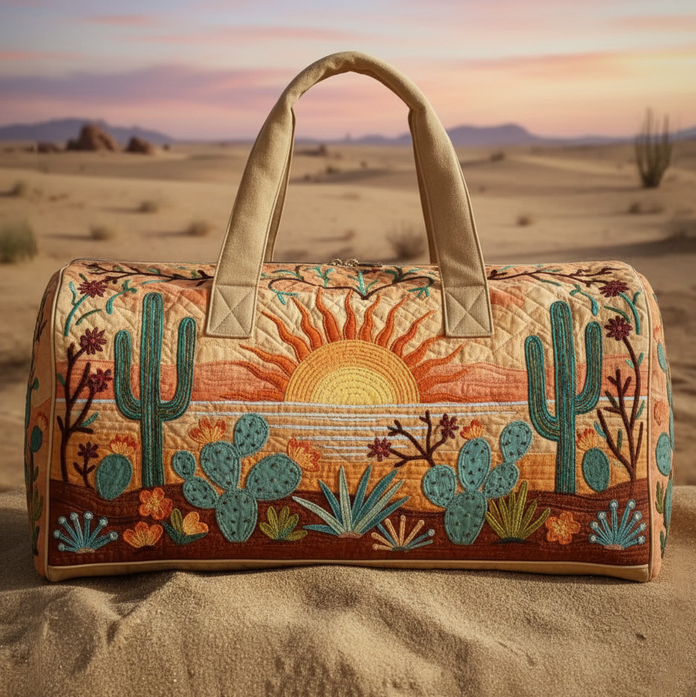 Vintage Western Style Quilted Weekender Bag