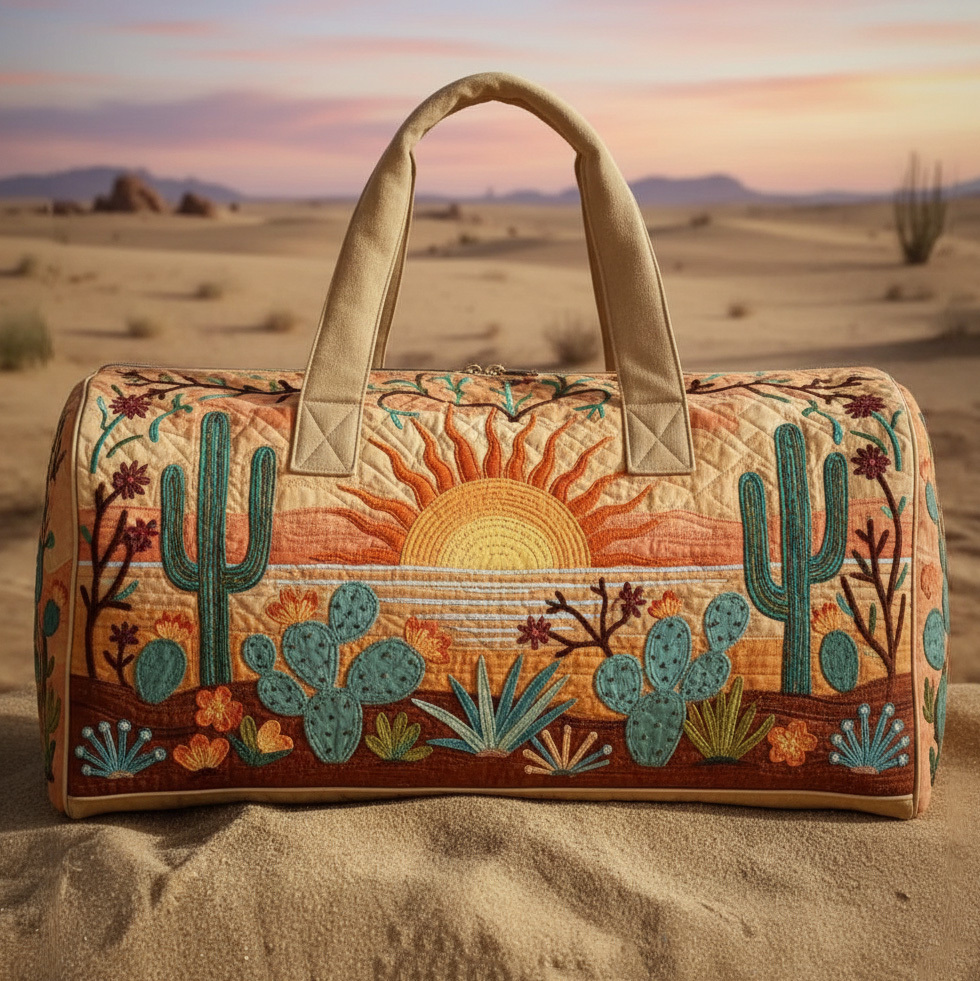 Vintage Western Style Quilted Weekender Bag