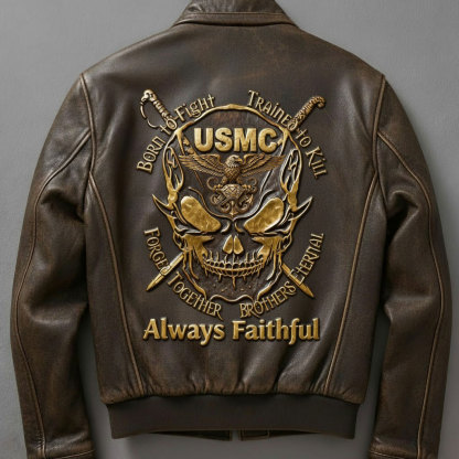 Born to Fight, Trained to Kill" Military Leather Jacket