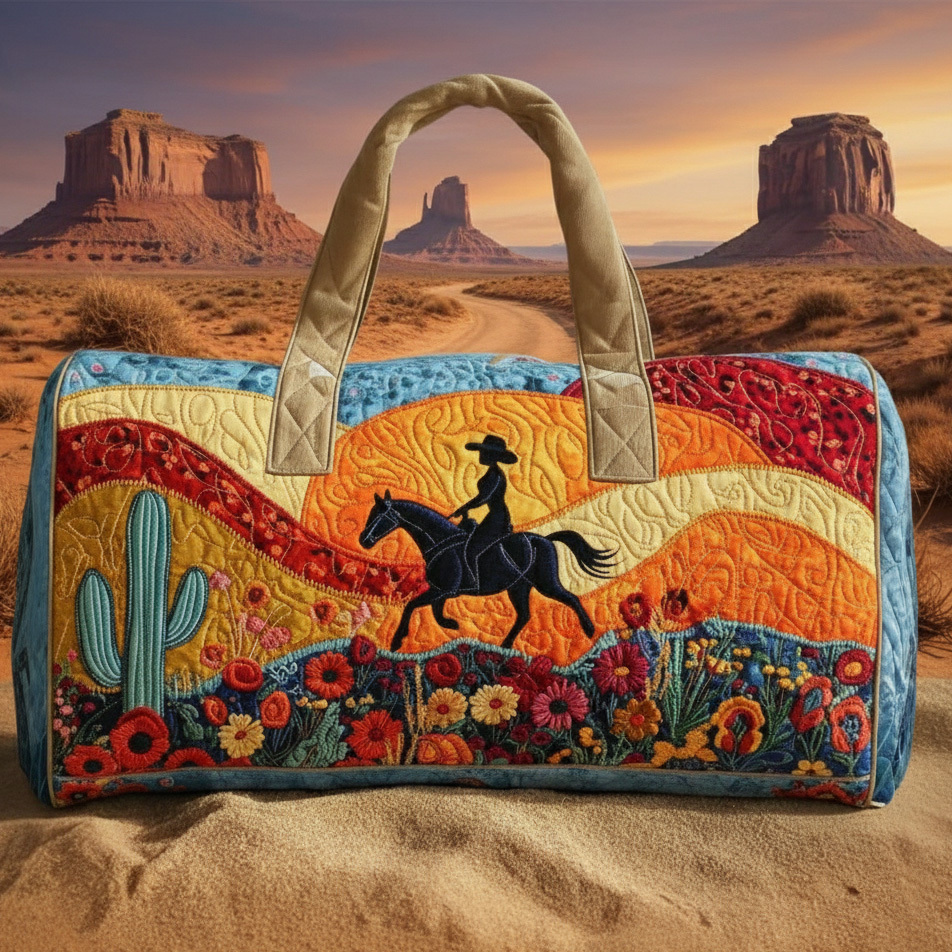 Vintage Western Style Quilted Weekender Bag
