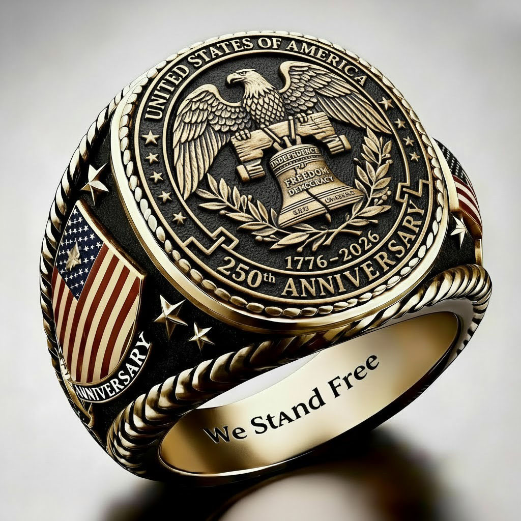 U.S. 250th Commemorative Ring - "Freedom Democracy"