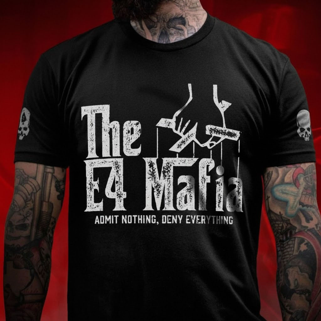 “Admit Nothing” E4 Mafia Tee | Vintage Black Military Style