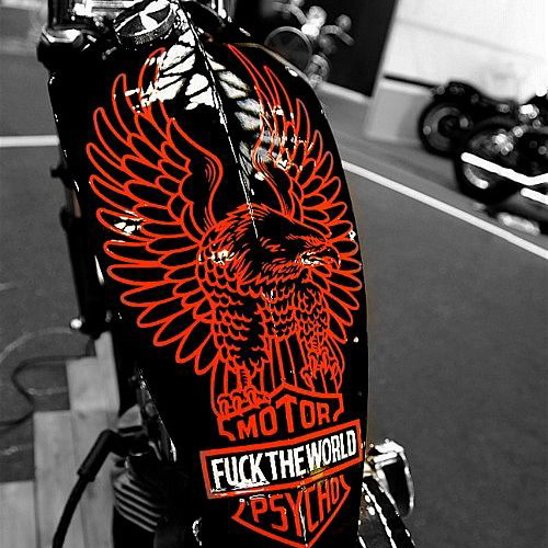 Street Punk Red Eagle Graphic Psycho Motorcycle Tank Decal