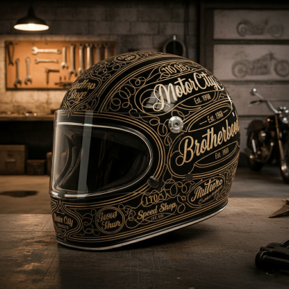 [Copy][Copy]Retro Flashback: Traditional Tattoo Art Biker Helmet