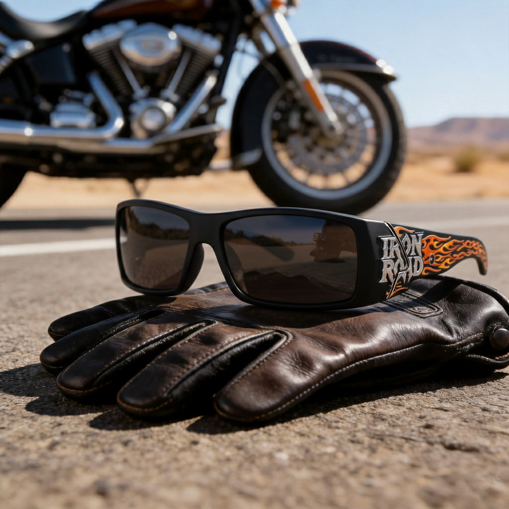 Three-dimensional relief pattern Harley-Inspired Rider Sunglasses