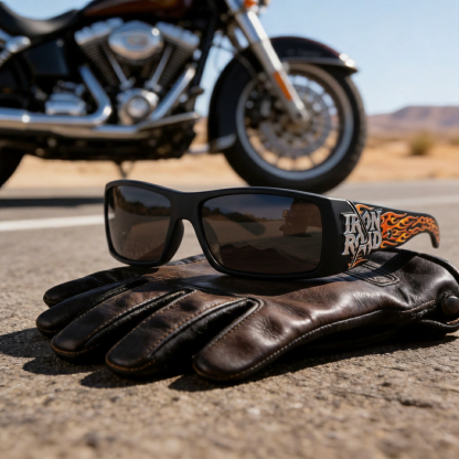 Three-dimensional relief pattern Harley-Inspired Rider Sunglasses