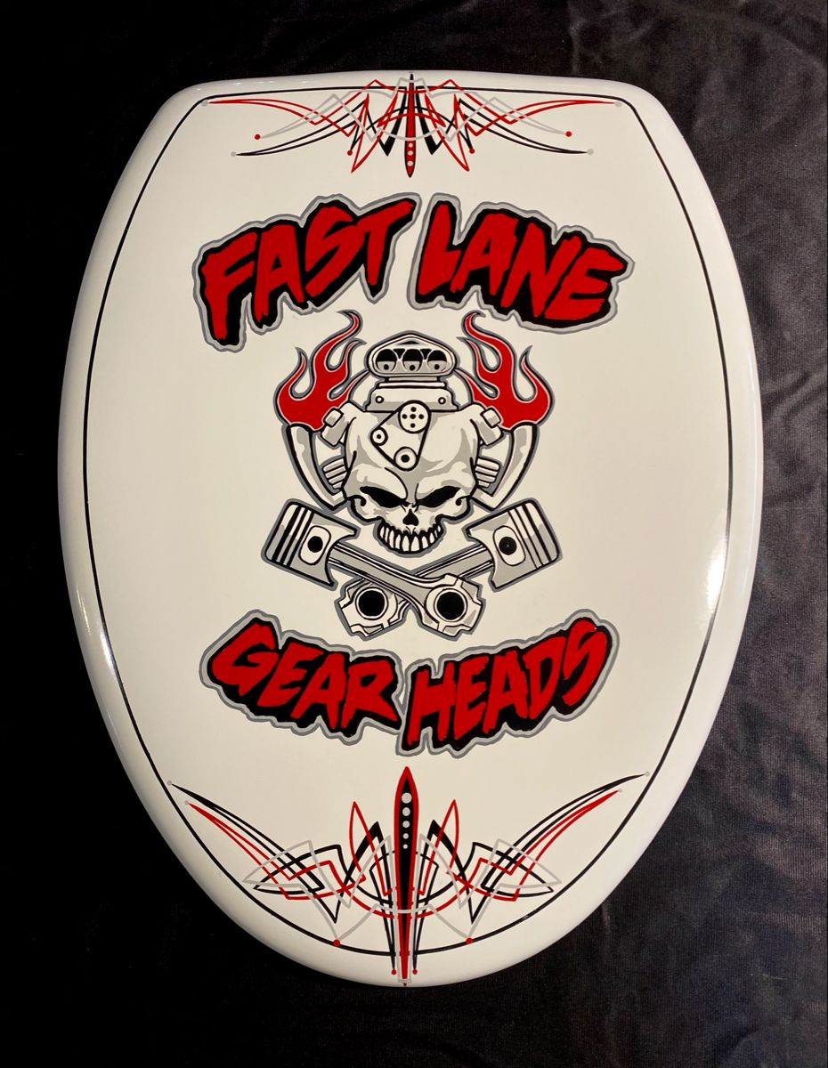 Skull & Engine Toilet Lid Decal