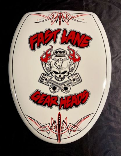 Skull & Engine Toilet Lid Decal