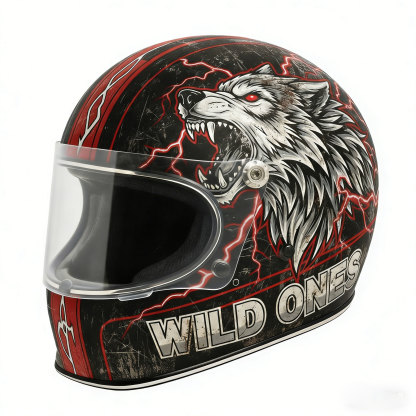 Retro Flashback: Traditional Tattoo Art Biker Helmet