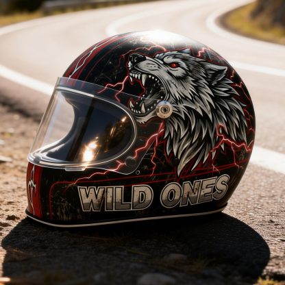 Retro Flashback: Traditional Tattoo Art Biker Helmet