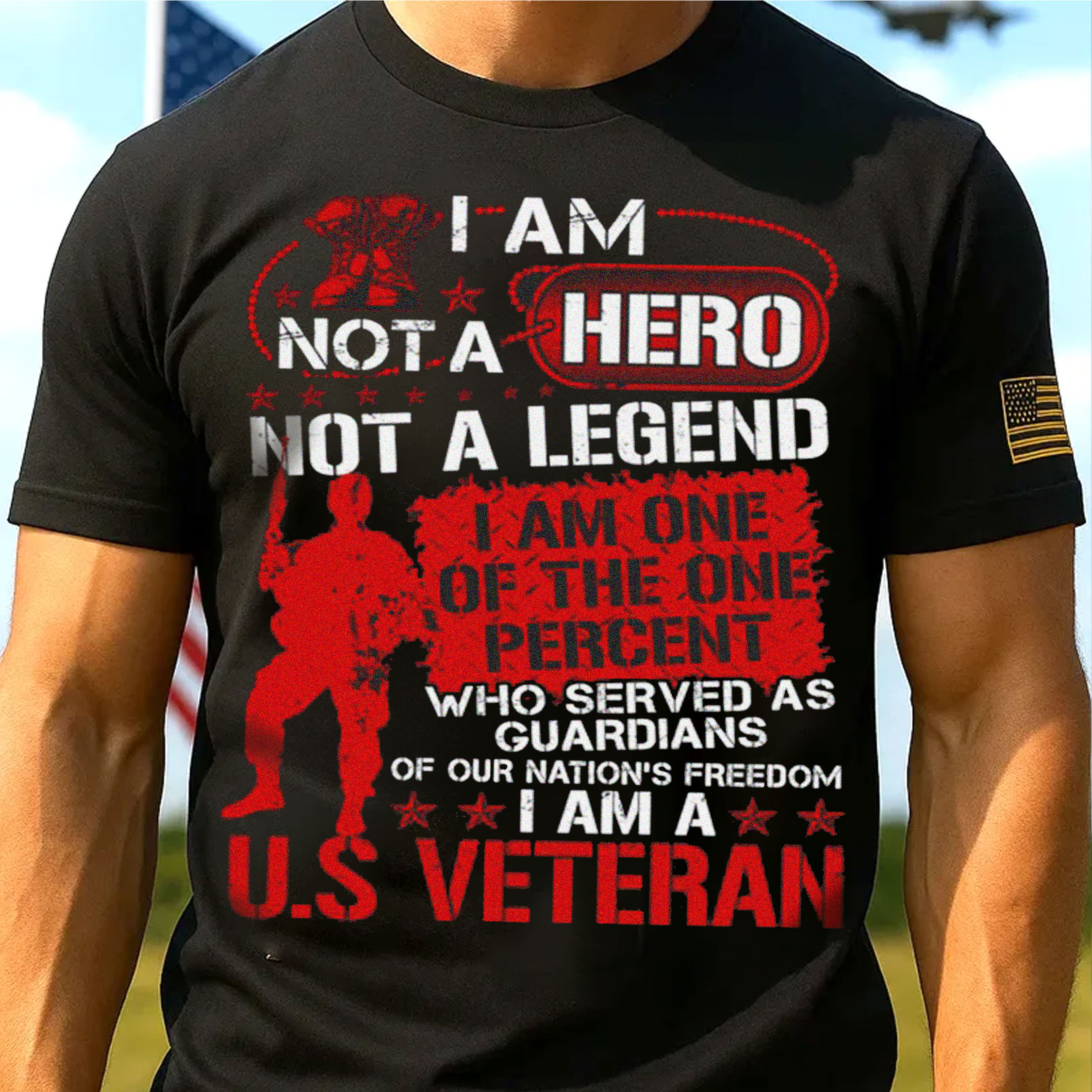 U.S. Veteran Statement Black T-Shirt – “I Am One of the One Percent”