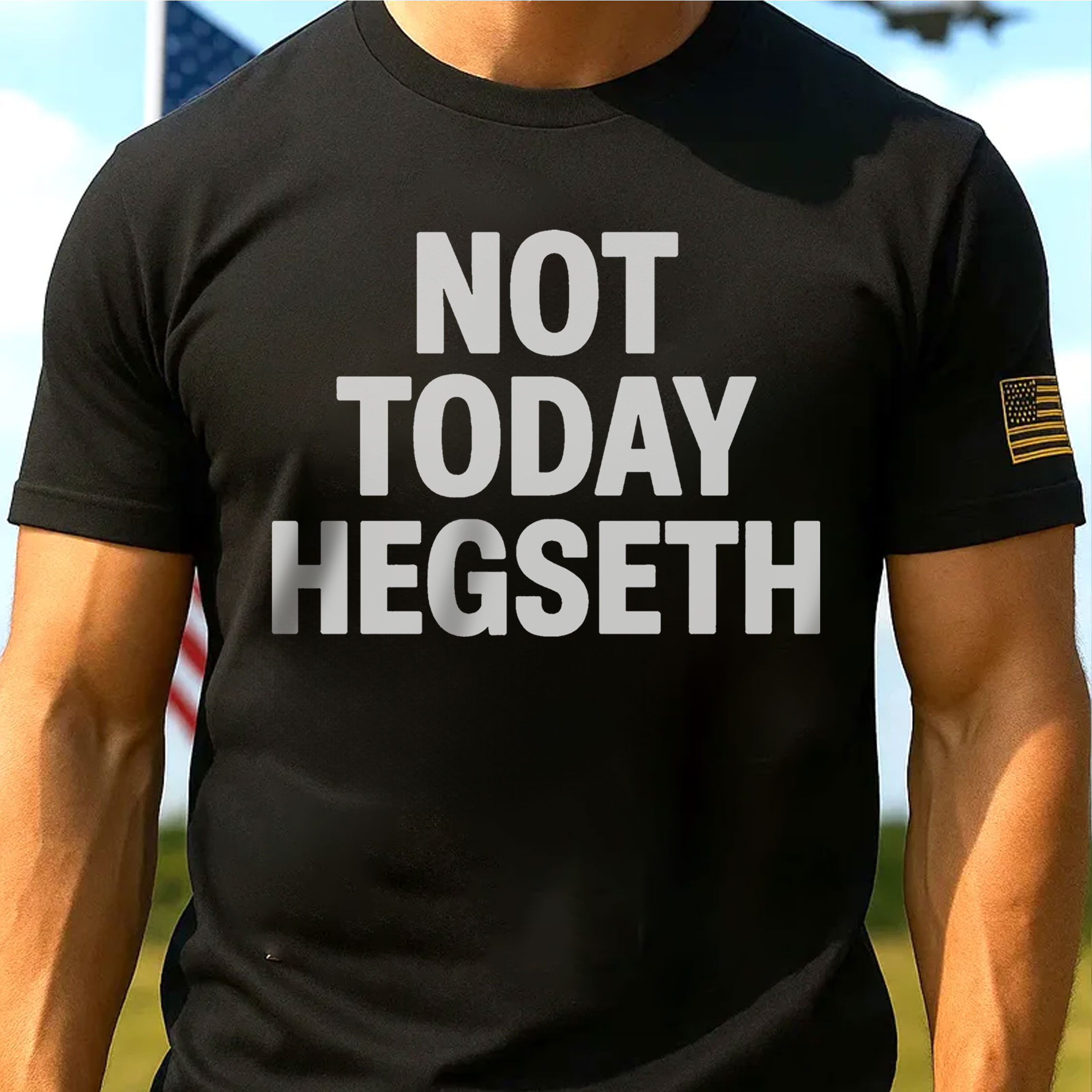 Men’s Graphic T-Shirt – Bold Slogan “Not Today Hegseth”