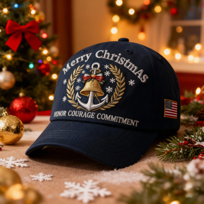 Merry Christmas Cap Featuring Honor Courage Commitment