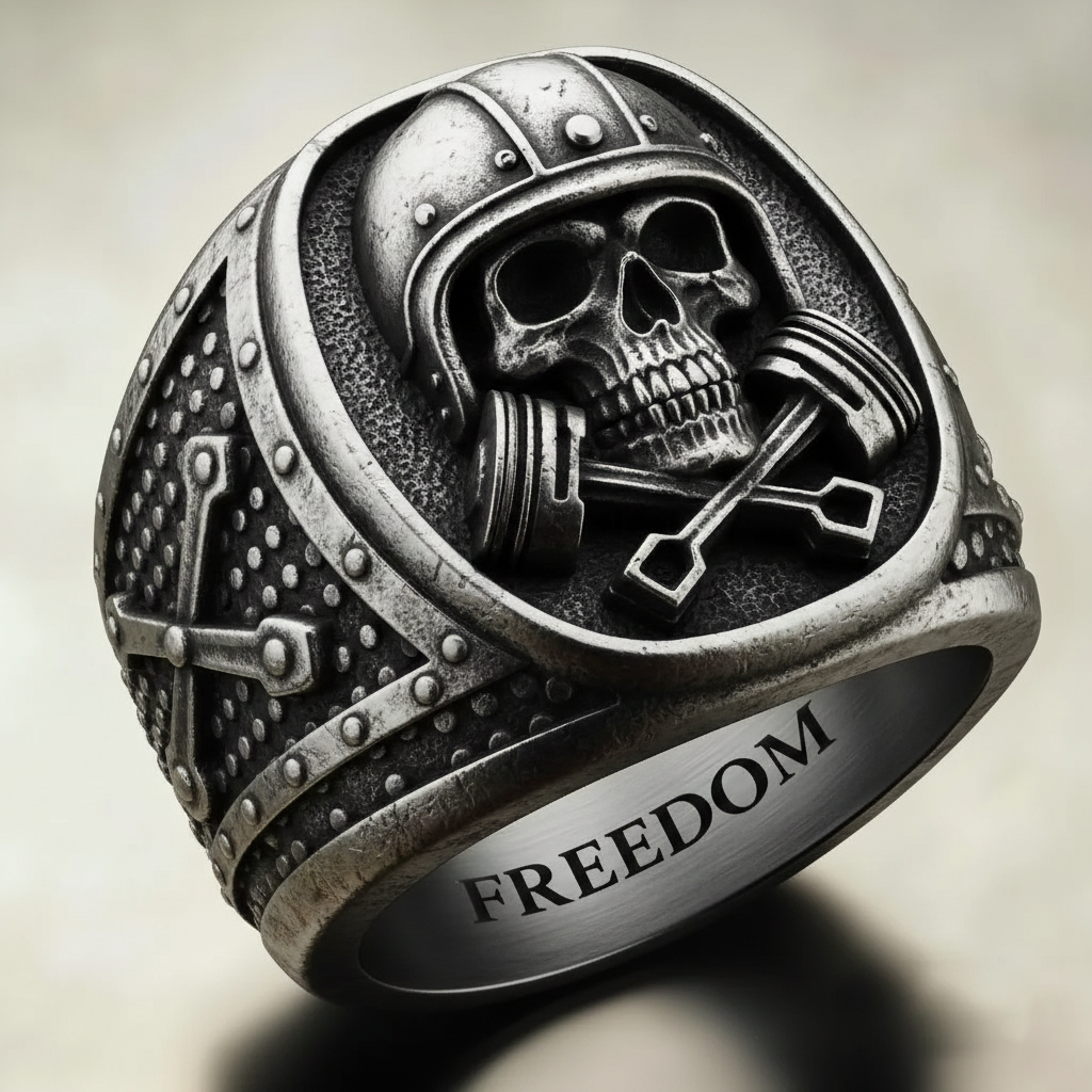 Steampunk Mechanical Gear Industrial Motorcycle Style Signet Ring