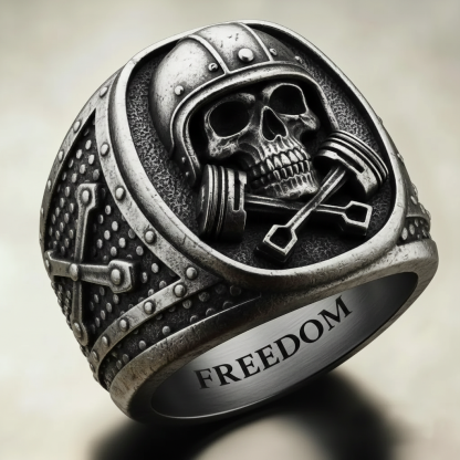 Steampunk Mechanical Gear Industrial Motorcycle Style Signet Ring