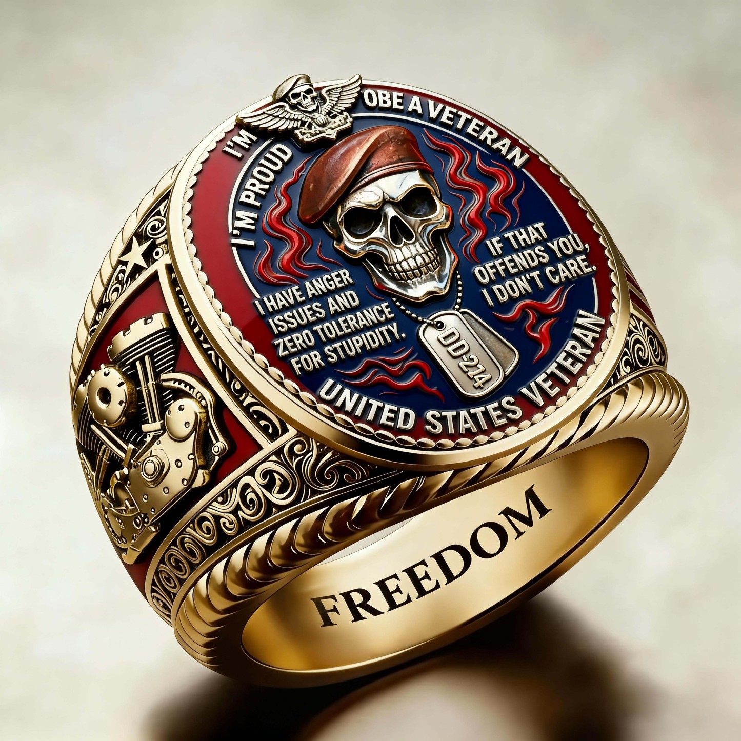 Steampunk Mechanical Gear Industrial Motorcycle Style Signet Ring