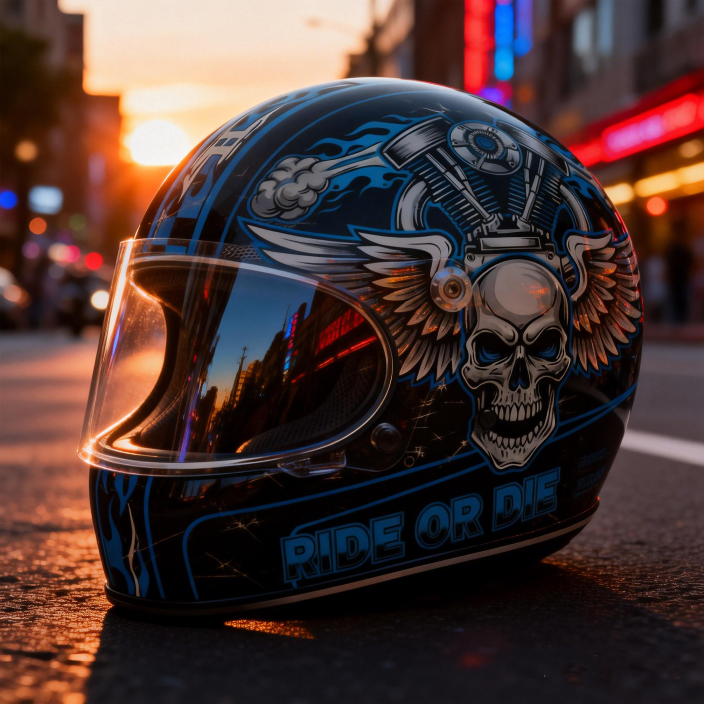 Retro Flashback: Traditional Tattoo Art Biker Helmet