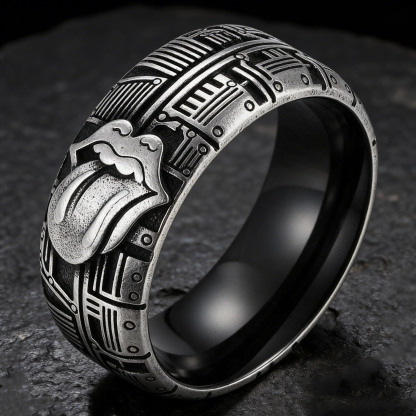 Punk Rock The Rolling Stones Tongue Logo Biker Band Ring