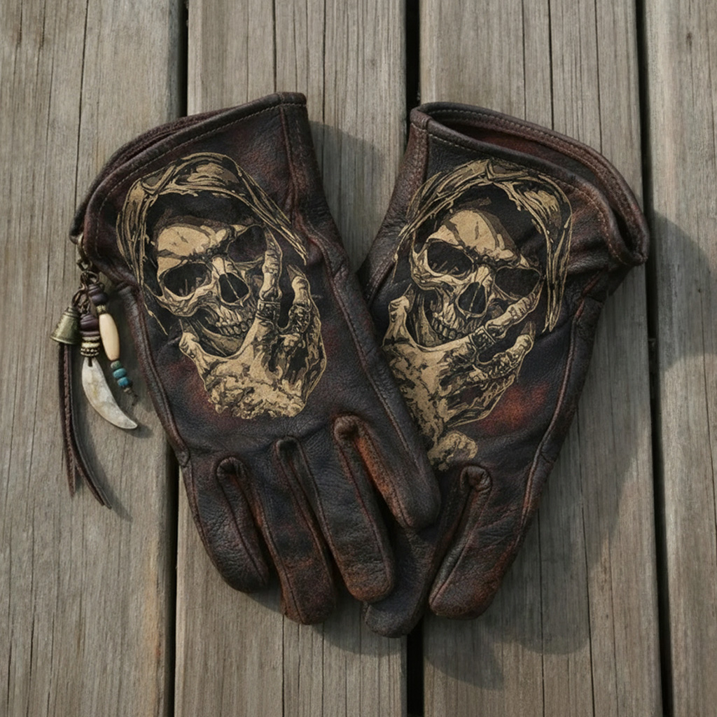 Gothic Skull Rider Motorcycle Gloves