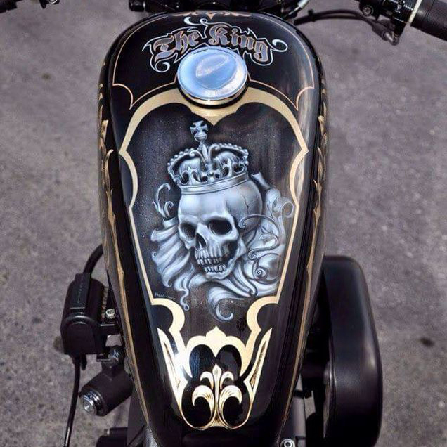 Regal gothic style crowned skull gold filigree Motorcycle Gas Tank Decal