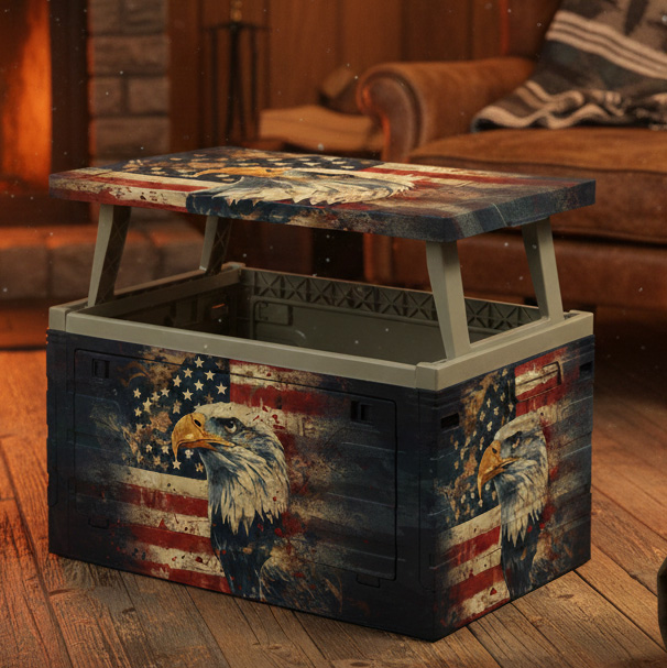 Patriotic American Flag Eagle Foldable Storage Box 