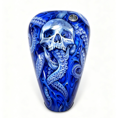 Airbrush Artistic Blue Octopus Skull Surreal Fantasy Motorcycle Tank Decal