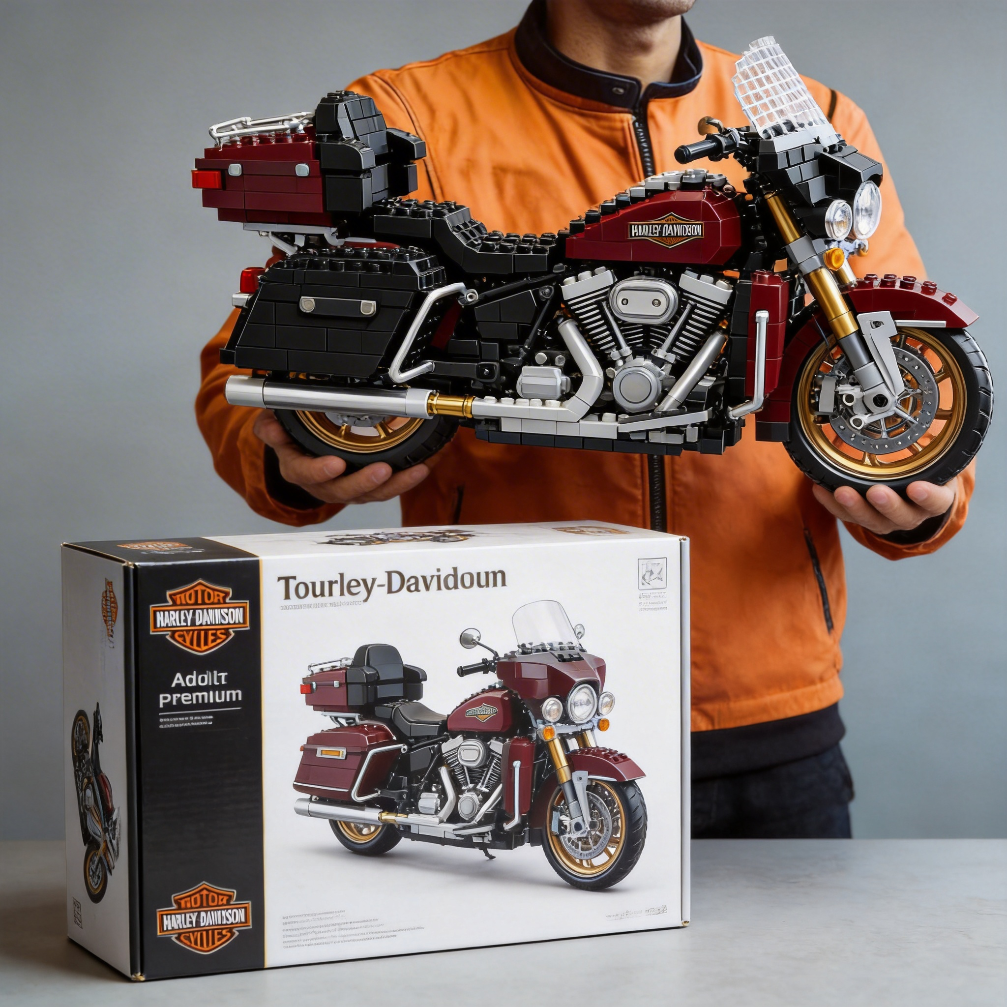 Adult Harley-Davidson motorcycle building blocks