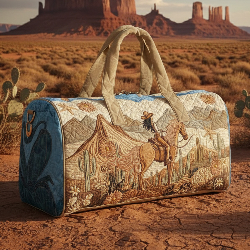 Vintage Western Style Quilted Weekender Bag