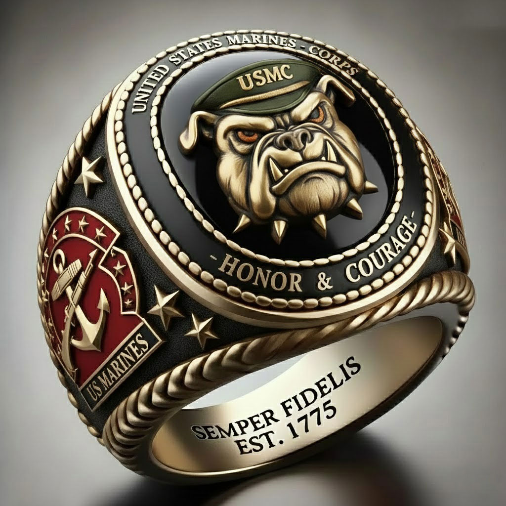 USMC Bulldog Ring | "Honor & Courage"