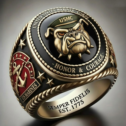 USMC Bulldog Ring | "Honor & Courage"