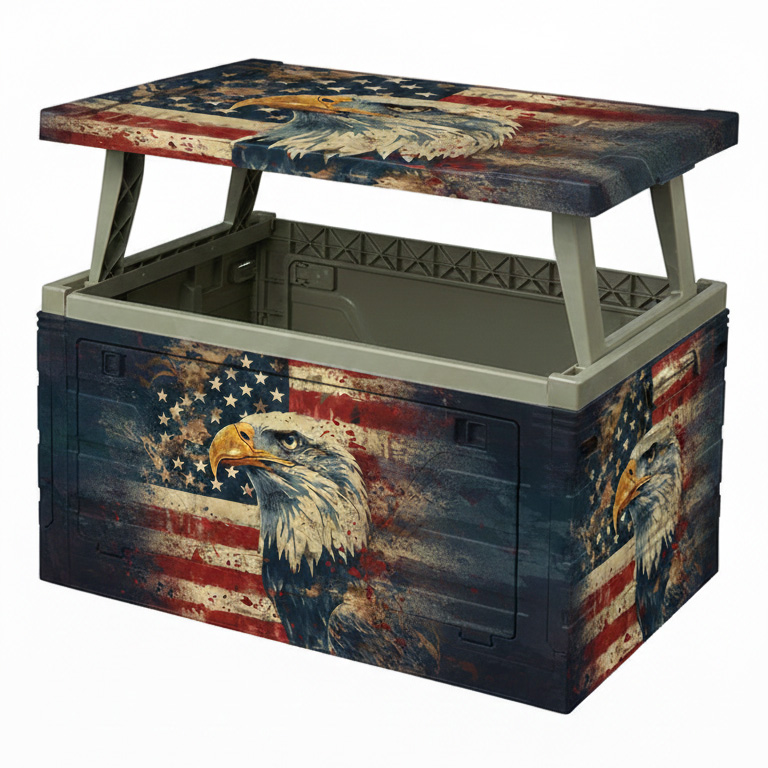 Patriotic American Flag Eagle Foldable Storage Box 