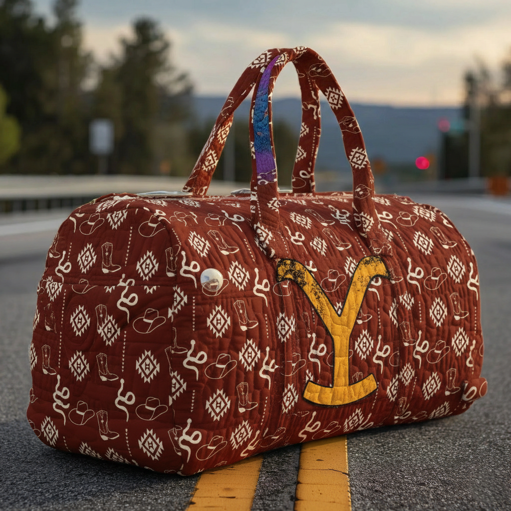 Wilderness Red · Western Totem Quilting Duffel Bag