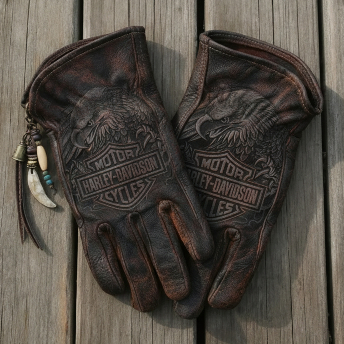 Vintage Style Gothic Pattern Motorcycle Riding Gloves