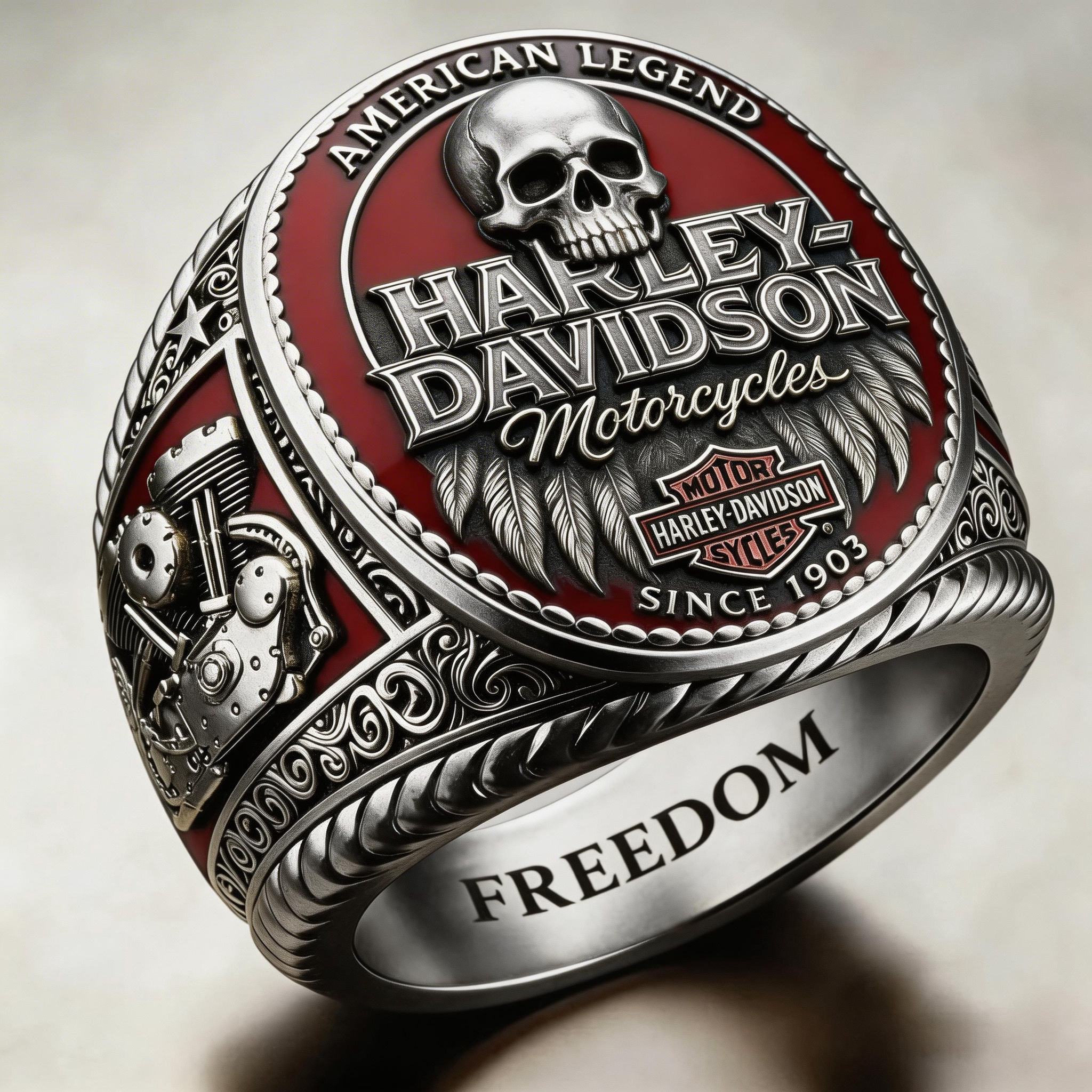 Classic American Motorcycle Style Vintage Biker Ring