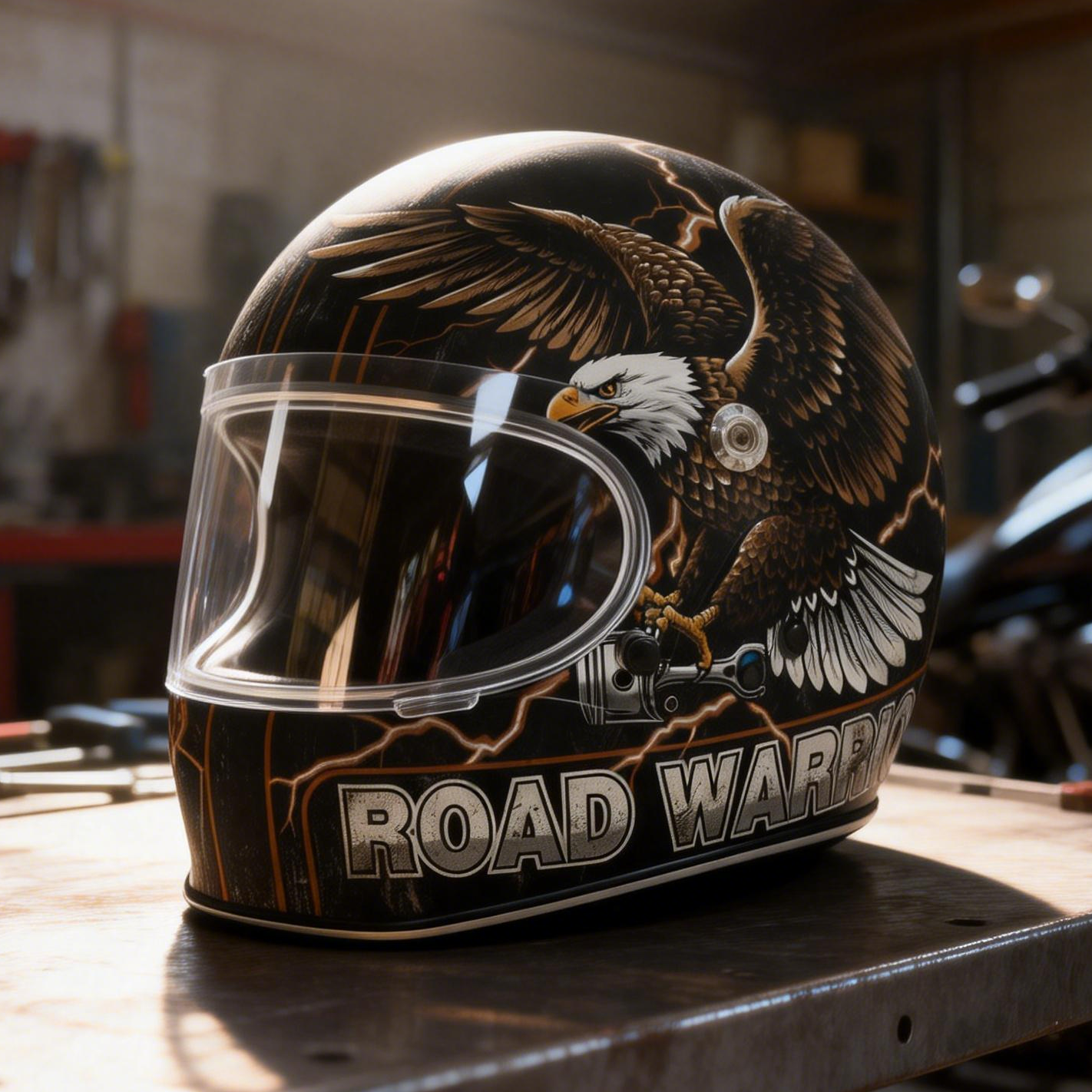 Retro Flashback: Traditional Tattoo Art Biker Helmet