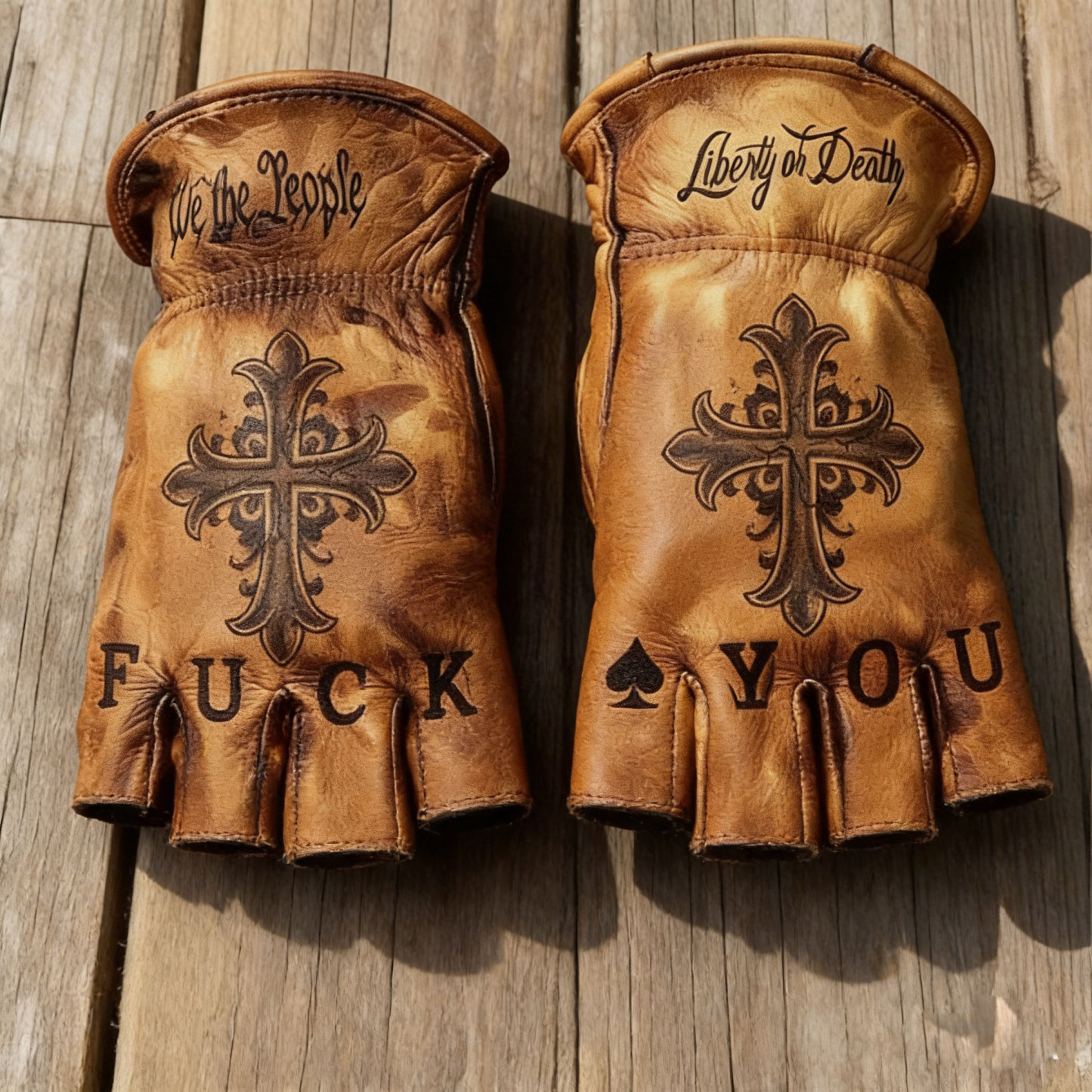 Vintage Biker Half Gloves for Motorcycle Enthusiasts