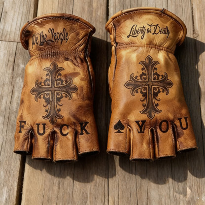 Vintage Biker Half Gloves for Motorcycle Enthusiasts