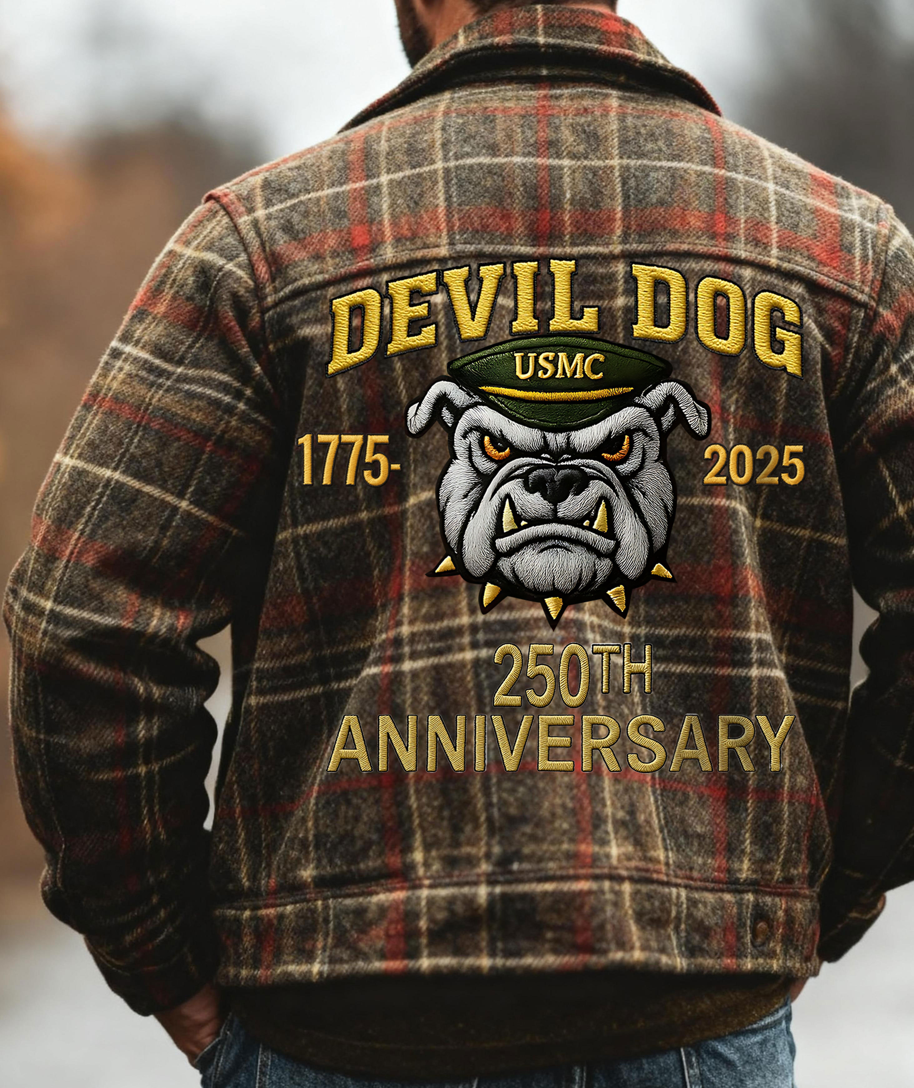 Brown and Red Plaid Wool Jacket