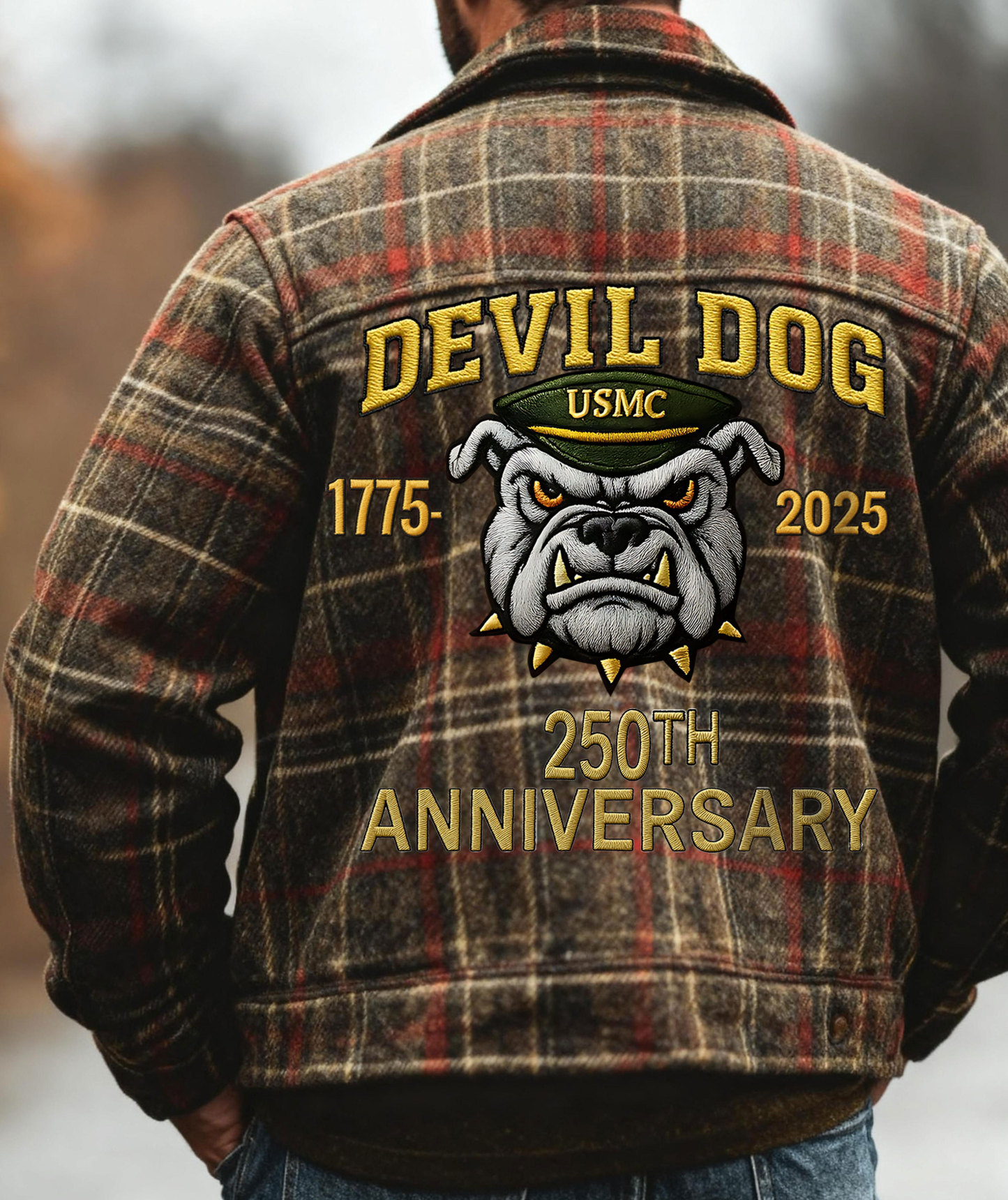 Brown and Red Plaid Wool Jacket