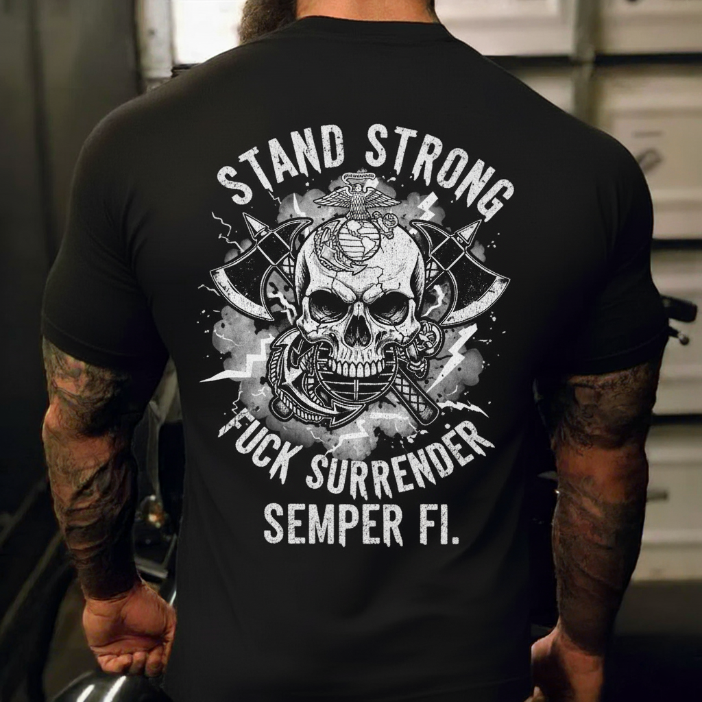 Hardcore Style "Stand Strong" Themed Men's T - shirt