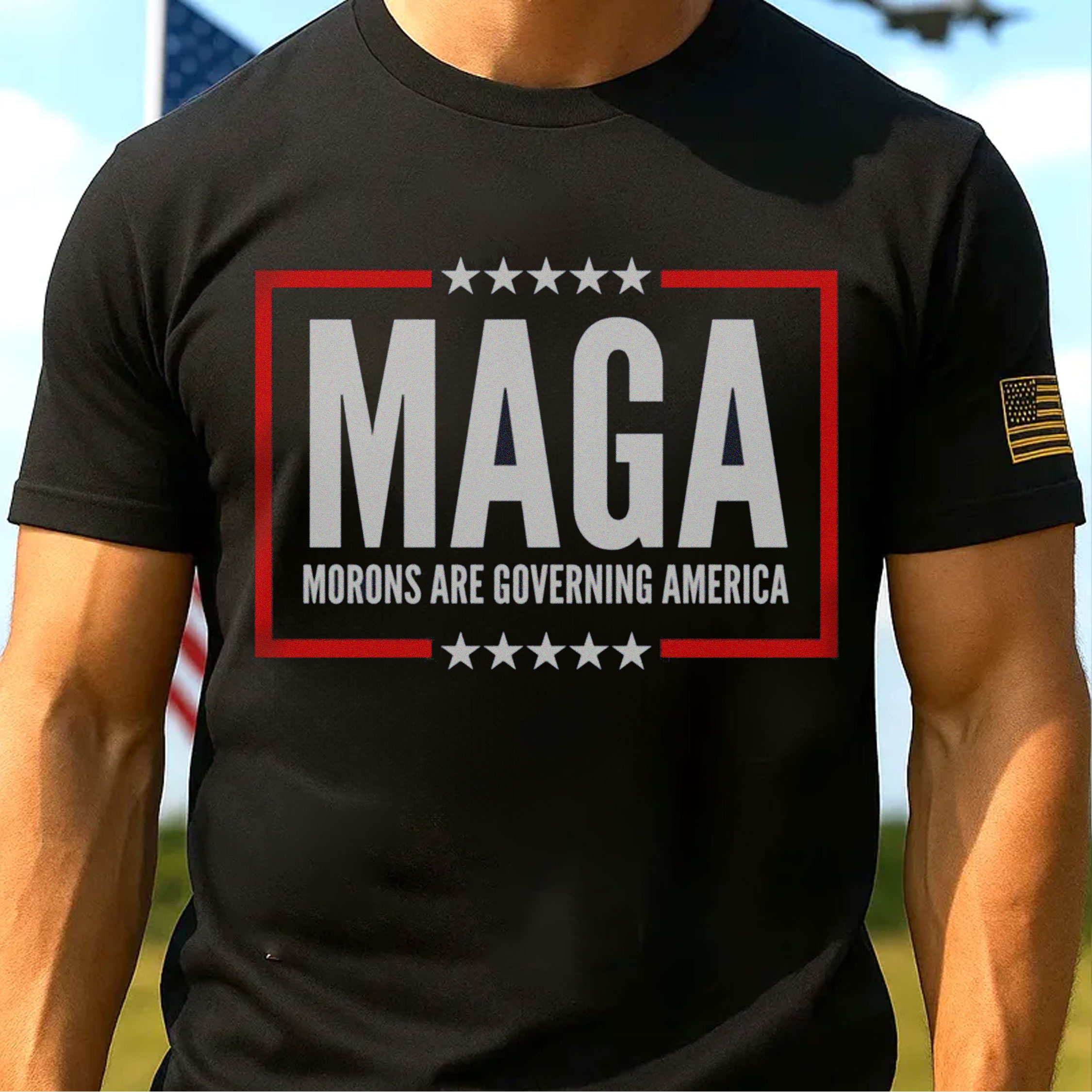 Men’s Graphic T-Shirt – Bold Slogan “MAGA” Parody Design