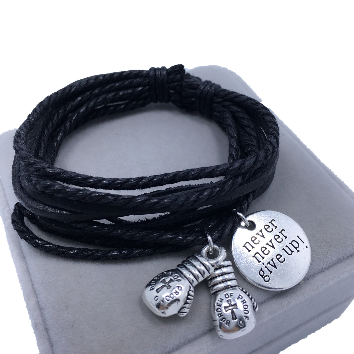 Never Never Give Up Boxing Bracelet
