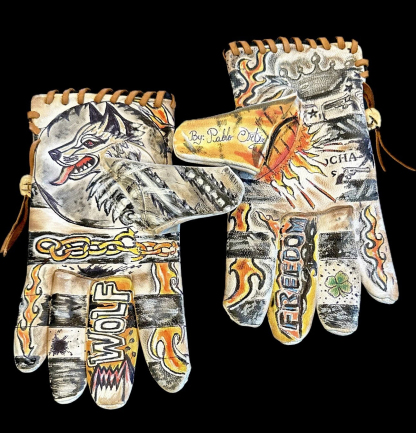 Street Graffiti Custom Hand Painted Leather Biker Fashion Gloves