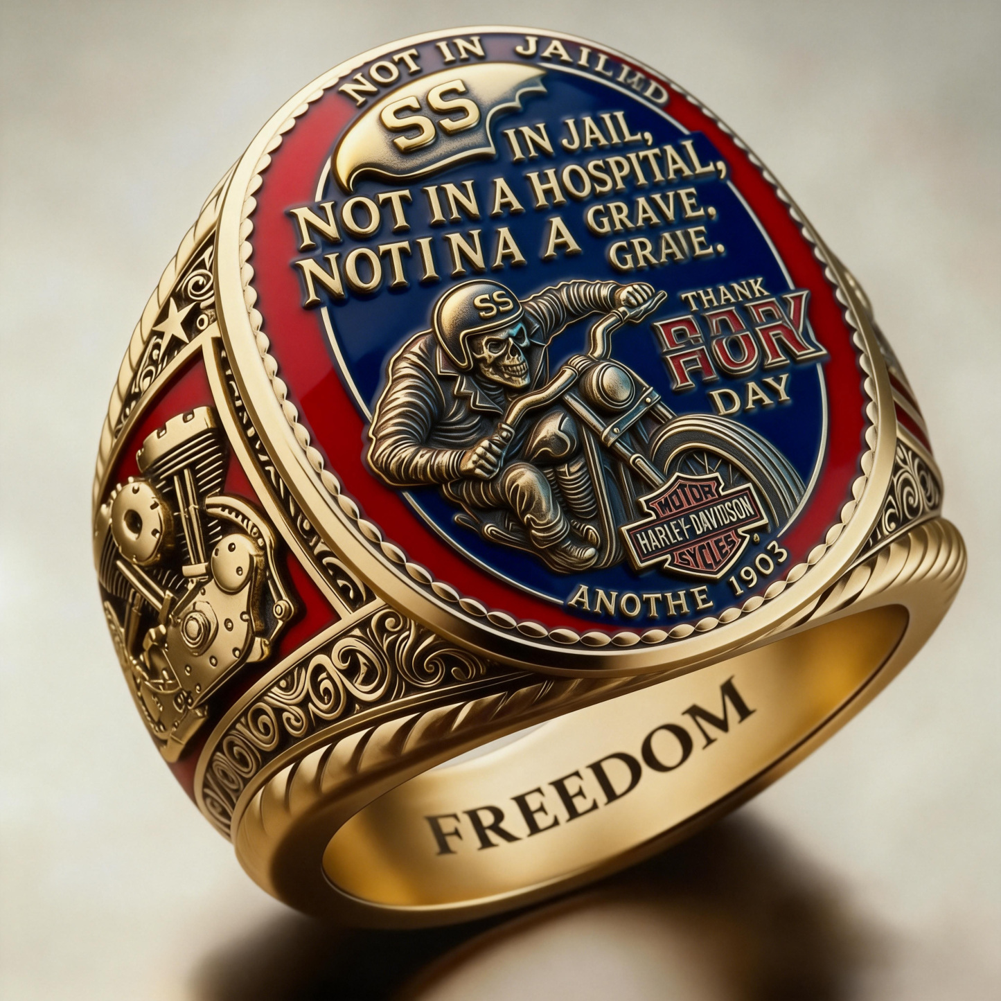 Steampunk Mechanical Gear Industrial Motorcycle Style Signet Ring