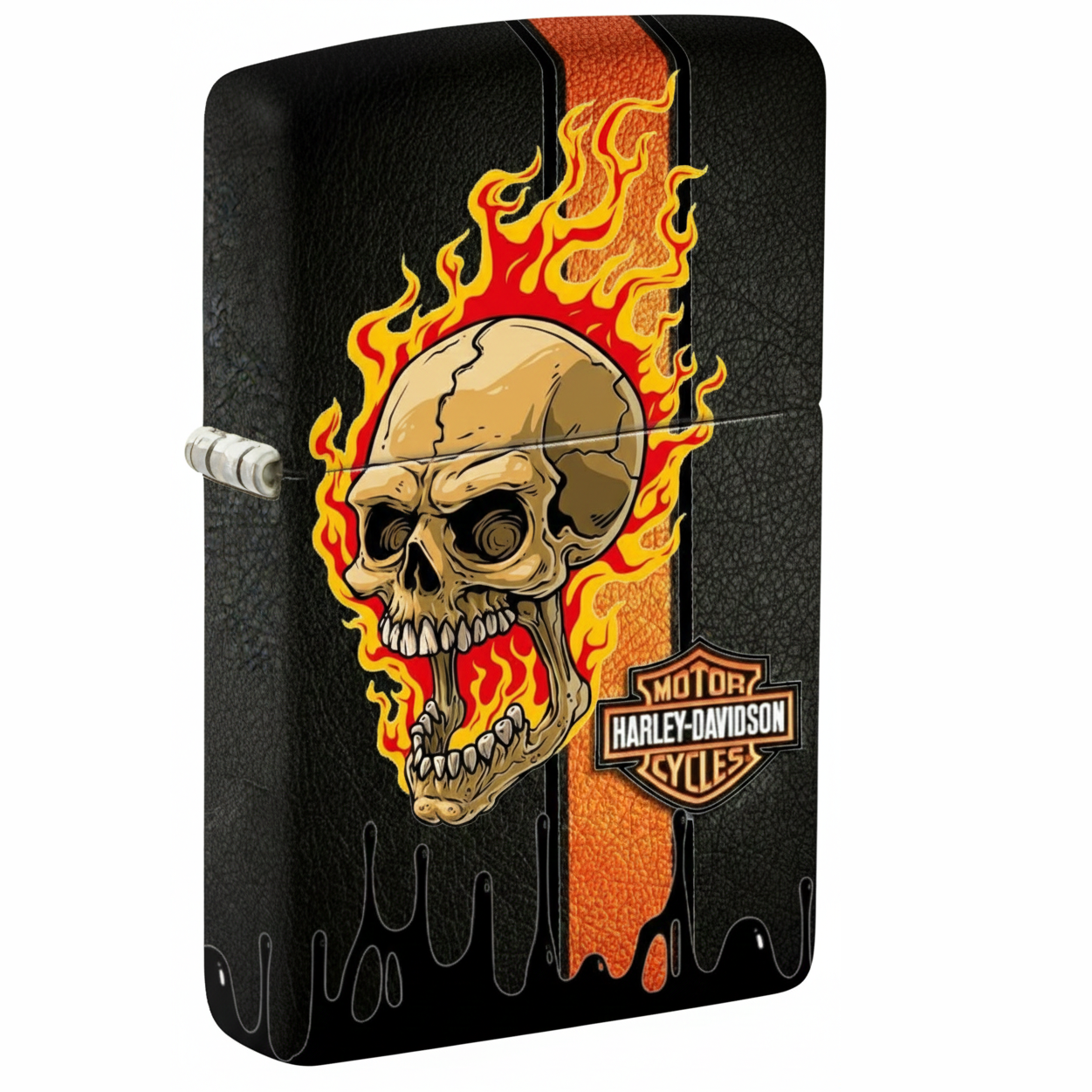 Biker Style Dual Skulls with Red Bandana Windproof Metal Lighter