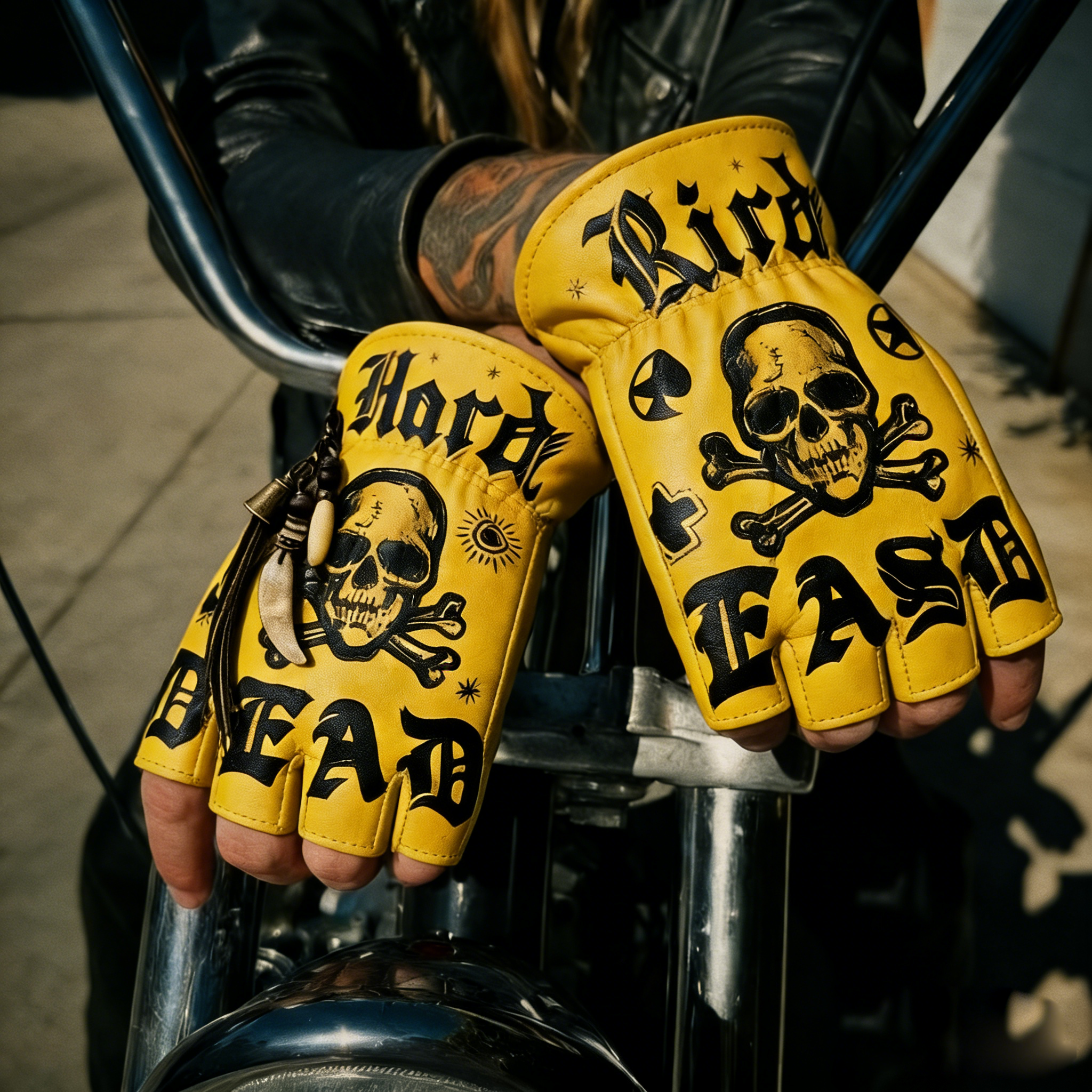 Vintage Biker Half Gloves for Motorcycle Enthusiasts
