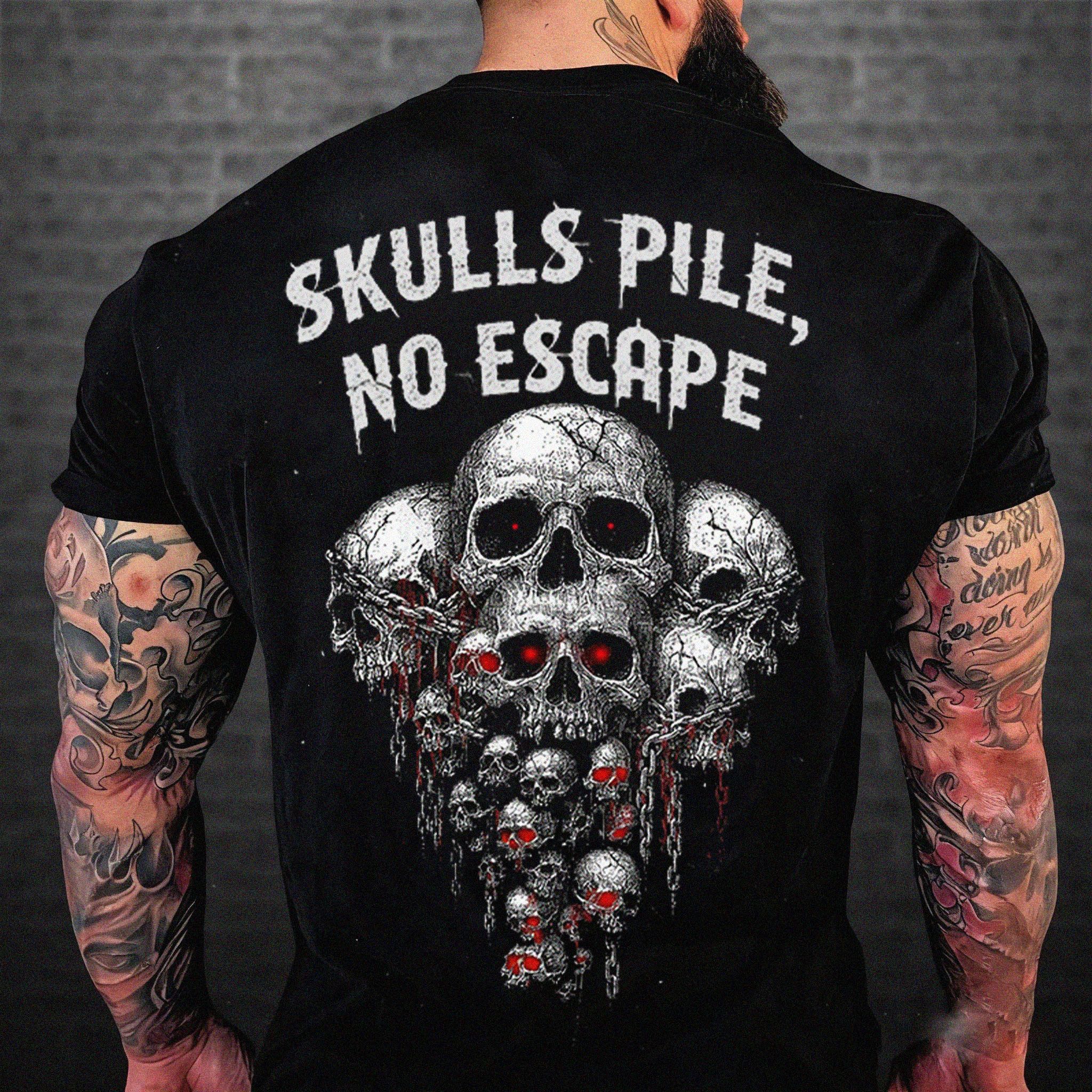 Skulls Pile No Escape Dark Hardcore  T-Shirt