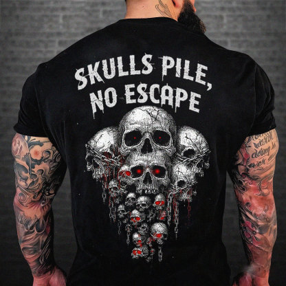Skulls Pile No Escape Dark Hardcore  T-Shirt